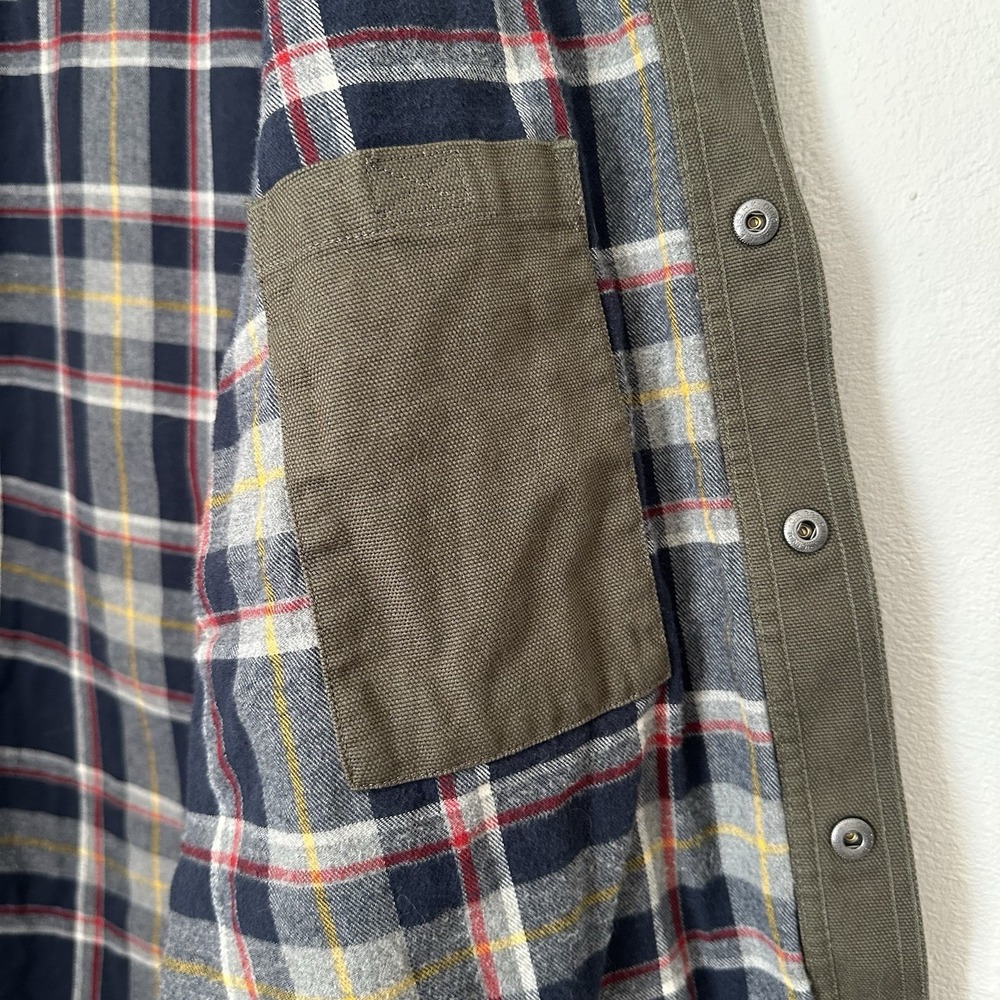 Duluth Trading Co Fire Hose Shirt Jacket Mens large Olive Green Flannel Lined - Picture 9 of 13